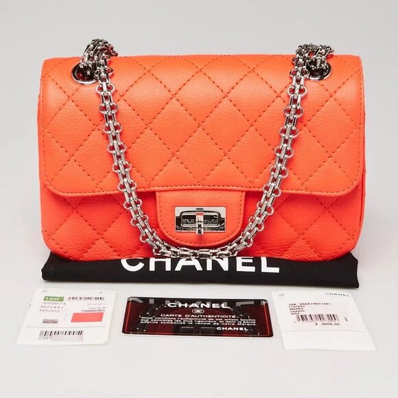 Chanel Orange 2.55 Quilted Classic Chevre Leather Reissue Mini Flap Bag - Picture 10 of 10